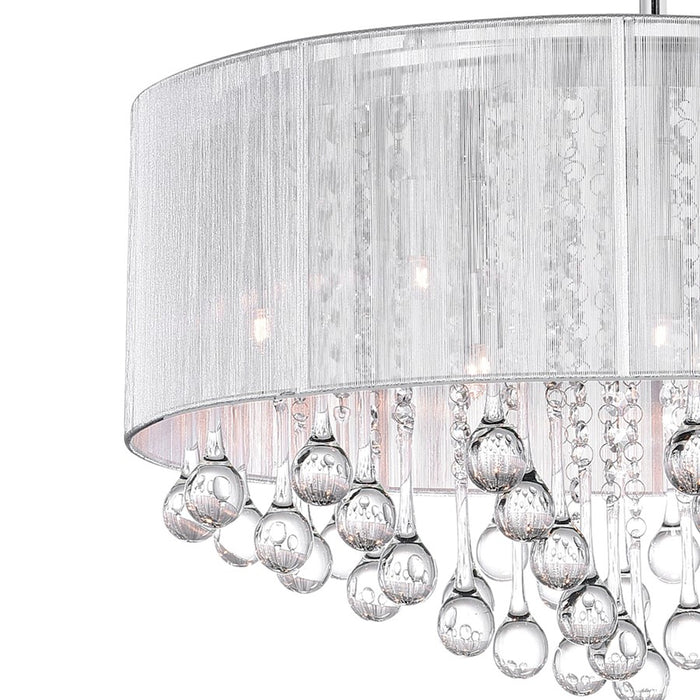 CWI Lighting Water Drop 9 Light Drum Shade Chandelier, Chrome