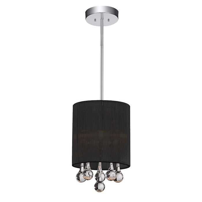 CWI Water Drop 1 Light Drum Shade Mini Pendant, Chrome/Black - 5006P6C-R-B