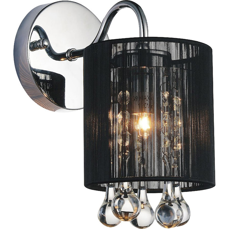 CWI Lighting Water Drop 1 Light Bathroom Sconce, Chrome/Black