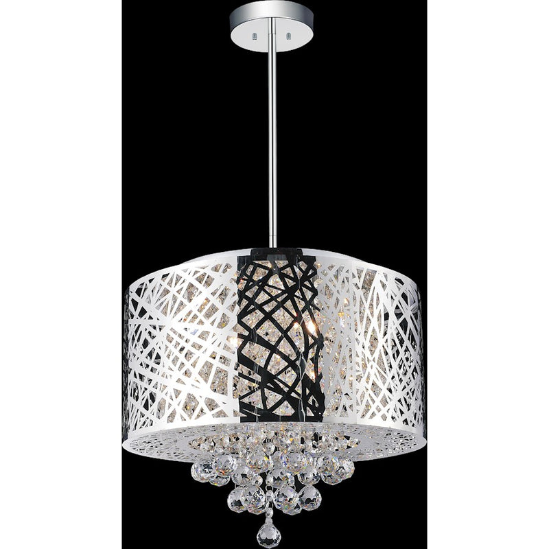 CWI Eternity 6 Light Drum Shade Chandelier, Stainless Steel