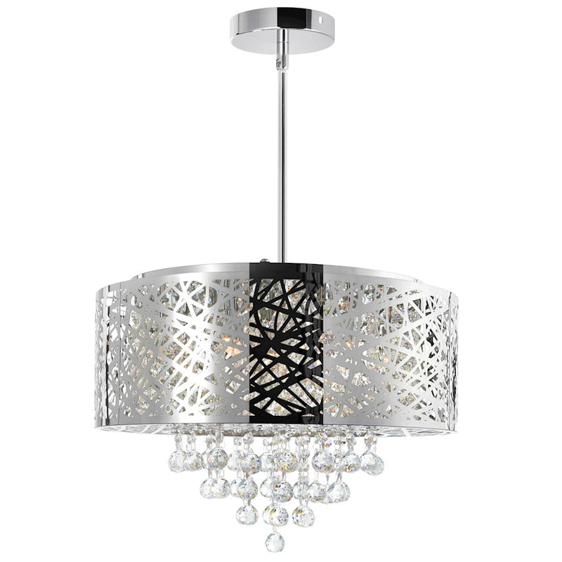CWI Eternity 9 Light Drum Shade Chandelier, Stainless Steel