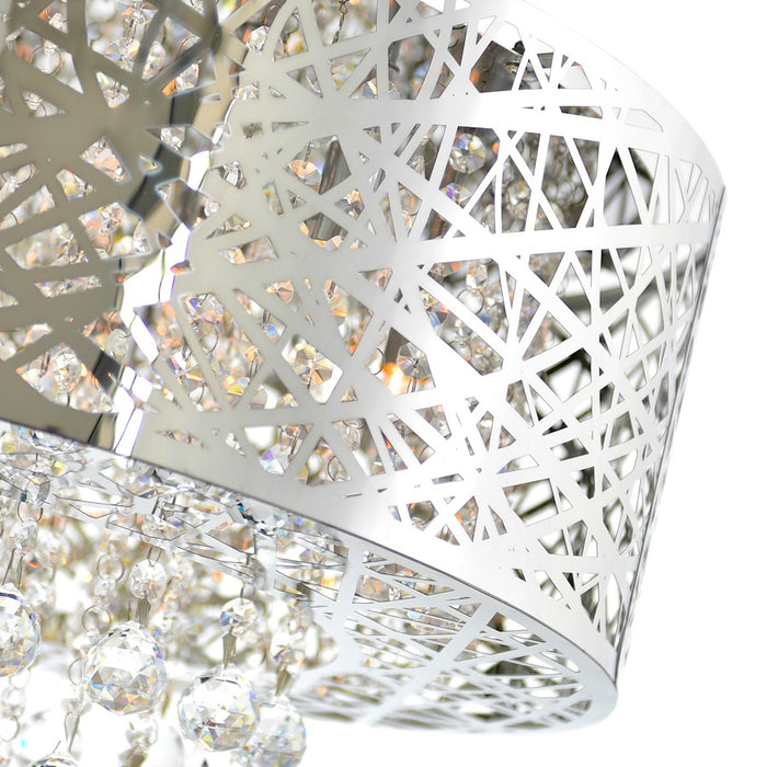 CWI Eternity 9 Light Drum Shade Chandelier, Stainless Steel
