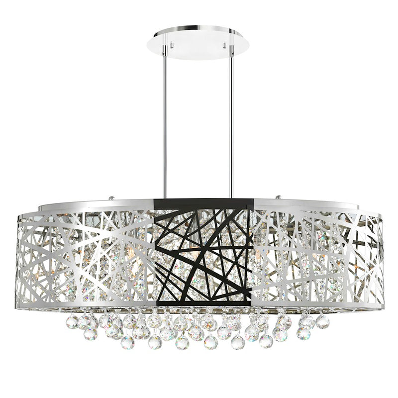 CWI Eternity 8 Light Drum Shade Chandelier, Stainless Steel