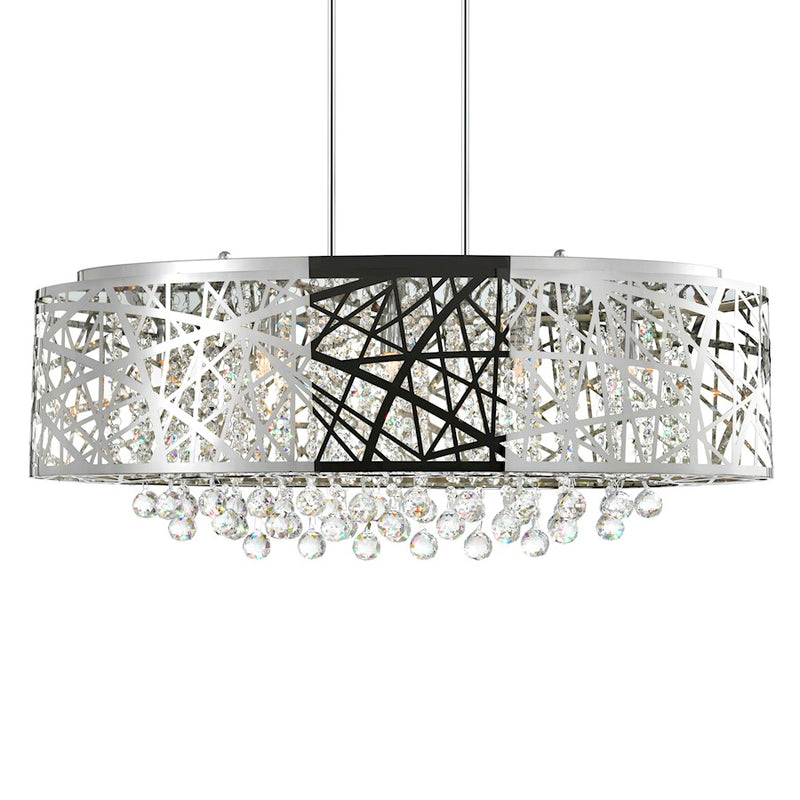 CWI Eternity 8 Light Drum Shade Chandelier, Stainless Steel