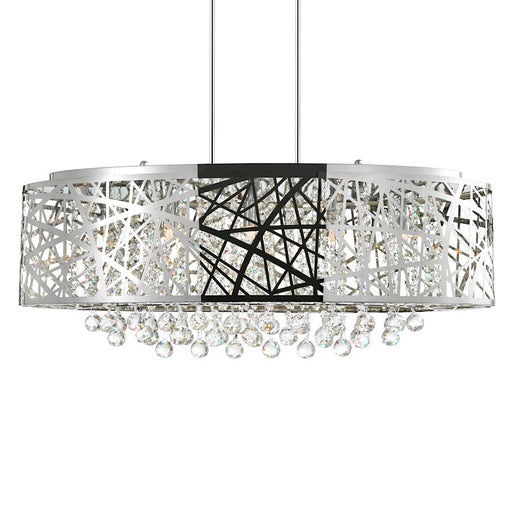 CWI Eternity 8 Light Drum Shade Chandelier, Stainless Steel