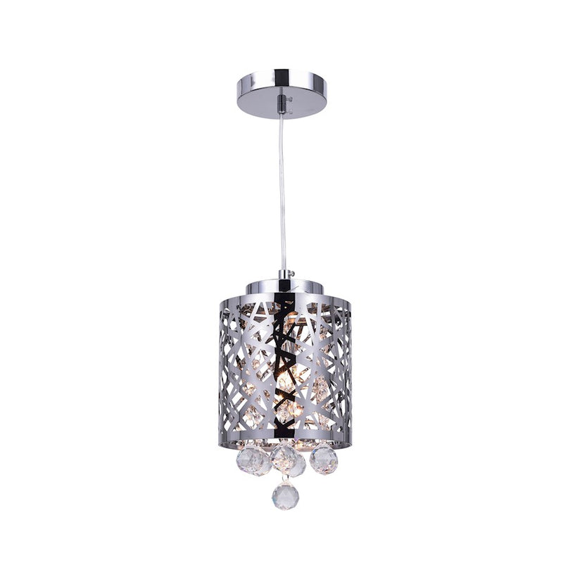 CWI Eternity 1 Light Drum Shade Mini Pendant, Stainless Steel