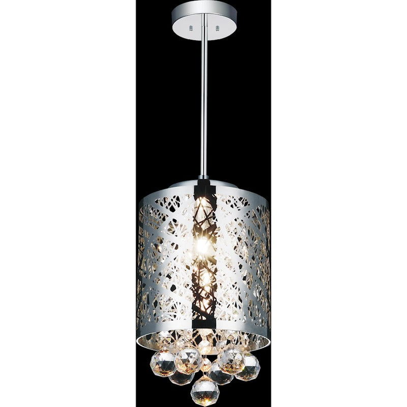 CWI Eternity 1 Light Drum Shade Mini Pendant, Stainless Steel