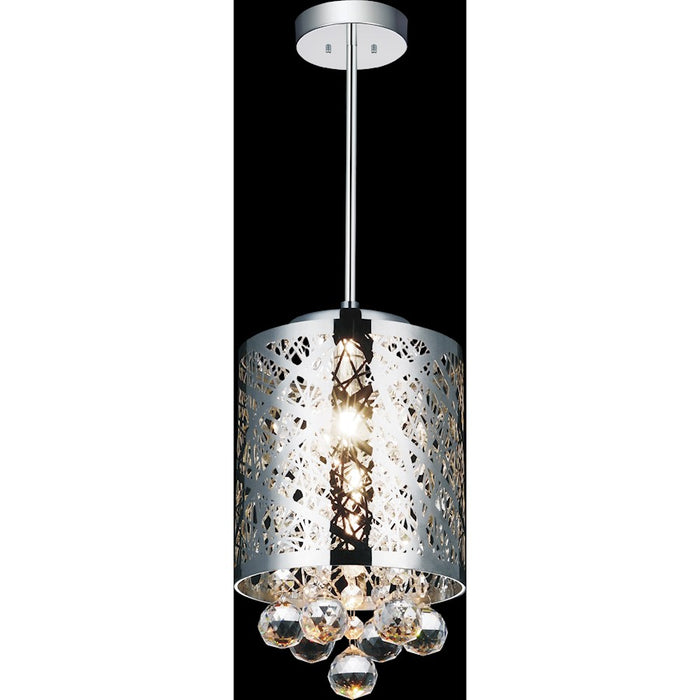 CWI Eternity 1 Light Drum Shade Mini Pendant, Stainless Steel