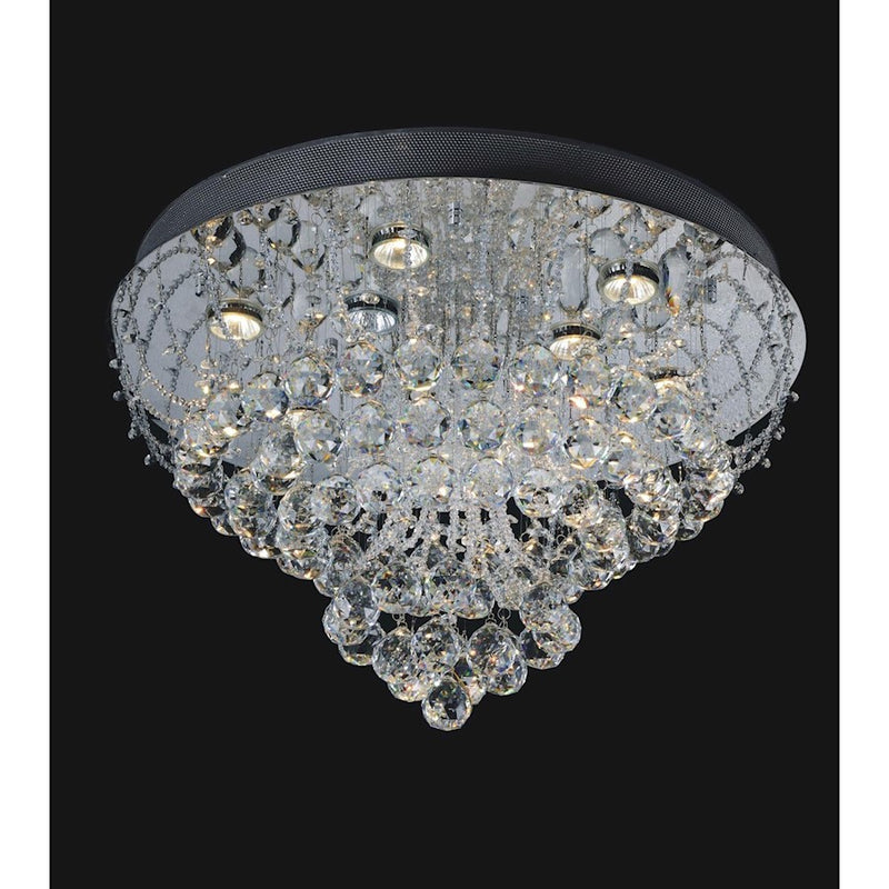CWI Lighting Fountain 9 Light Flush Mount, Chrome