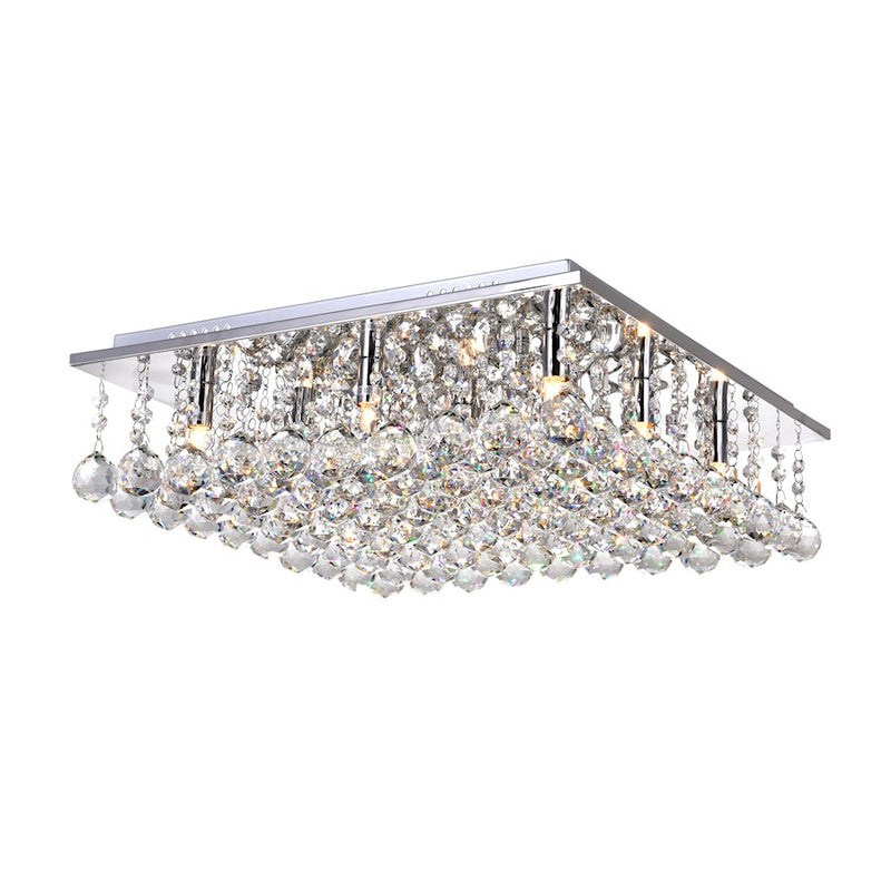 CWI Lighting Sparkle 9 Light Flush Mount, Chrome