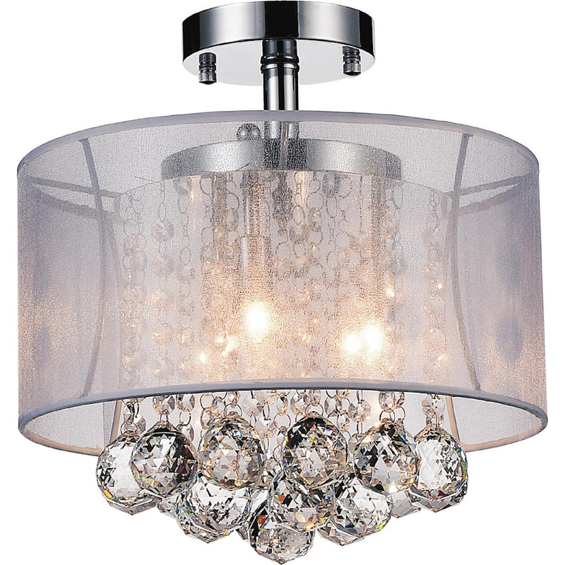 CWI Lighting Radiant 3 Light Drum Shade Flush Mount, Chrome