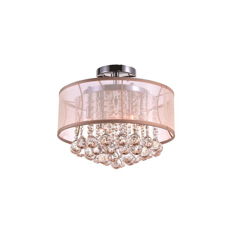 CWI Radiant 6 Light Drum Shade Flush Mount, Chrome/Gold