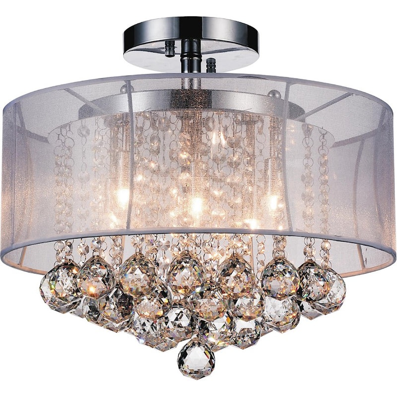 CWI Lighting Radiant 6 Light Drum Shade Flush Mount, Chrome
