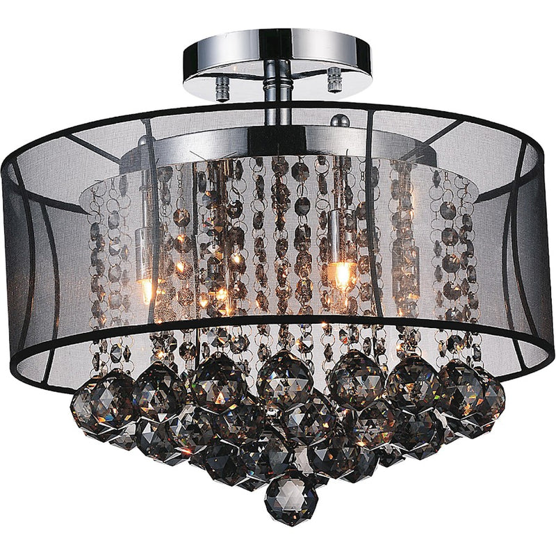 CWI Radiant 6 Light Drum Shade Flush Mount, Chrome/Black