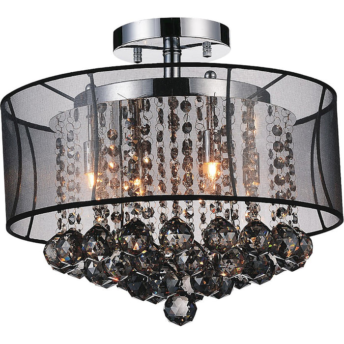 CWI Radiant 6 Light Drum Shade Flush Mount, Chrome/Black - 5062C16C-Smoke-B