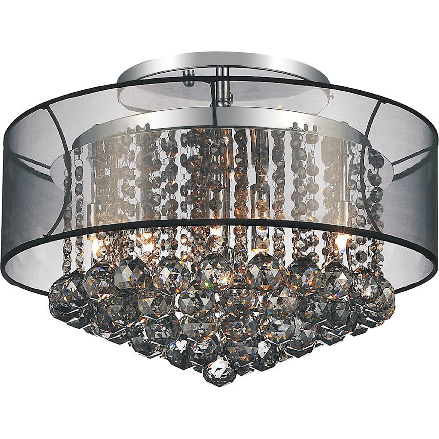 CWI Radiant 9 Light Drum Shade Flush Mount, Chrome/Black - 5062C20C-Smoke-B