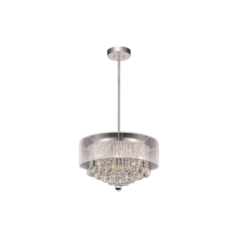 CWI Radiant 9 Light Drum Shade 20" Chandelier, Chrome/White