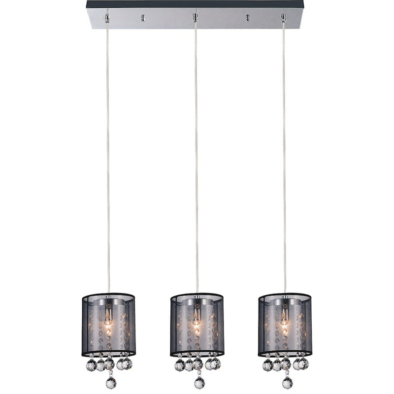 CWI Radiant 3 Light Multi Light Pendant, Chrome/Black