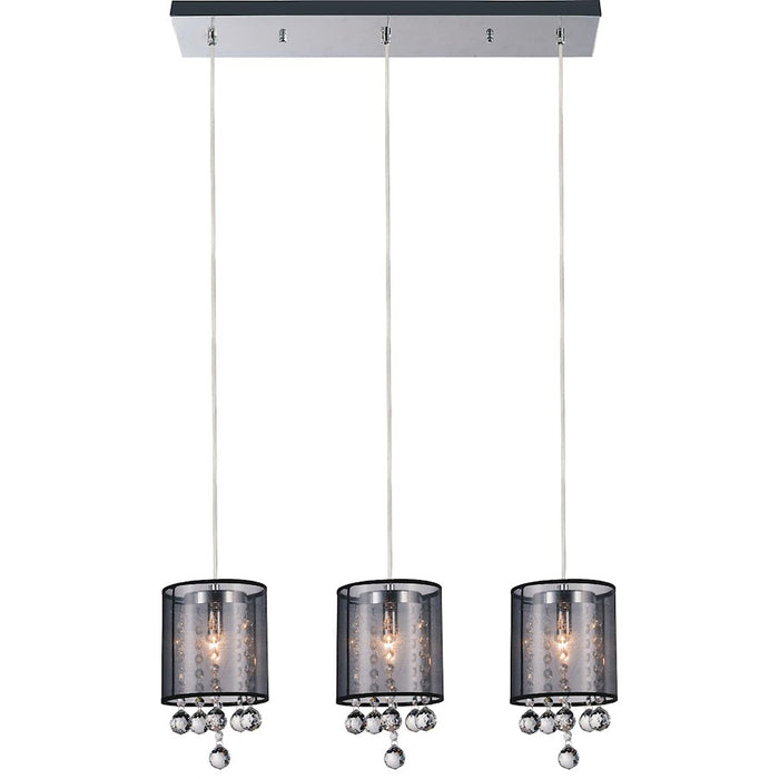 CWI Radiant 3 Light Multi Light Pendant, Chrome/Black - 5062P24C-3-Smoke-B