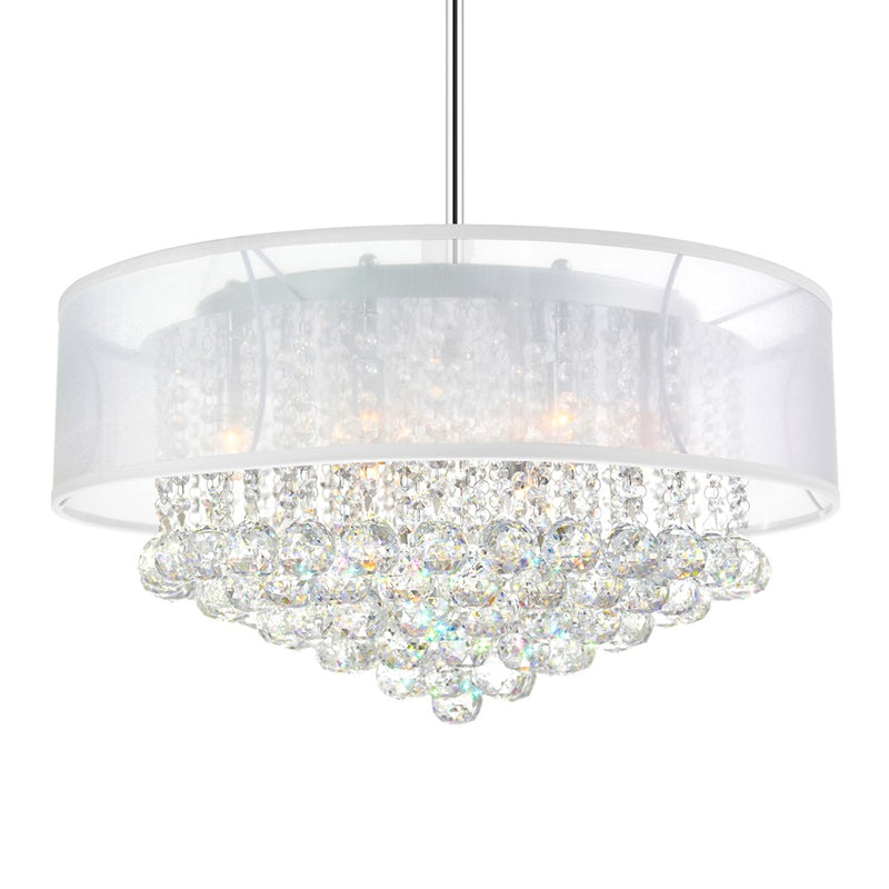 CWI Lighting Radiant 12 Light Drum Shade Chandelier, Chrome