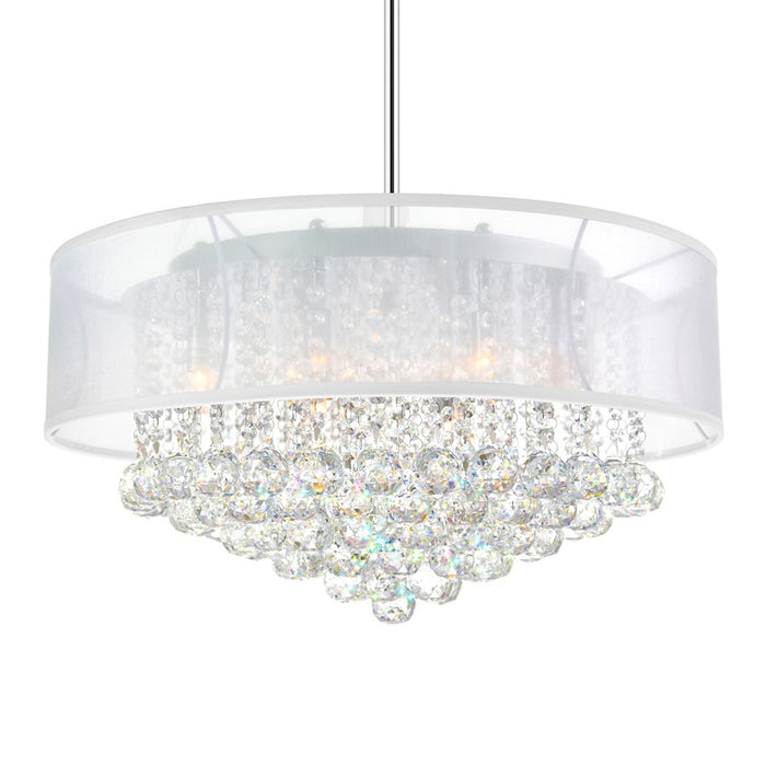 CWI Lighting Radiant 12 Light Drum Shade Chandelier, Chrome