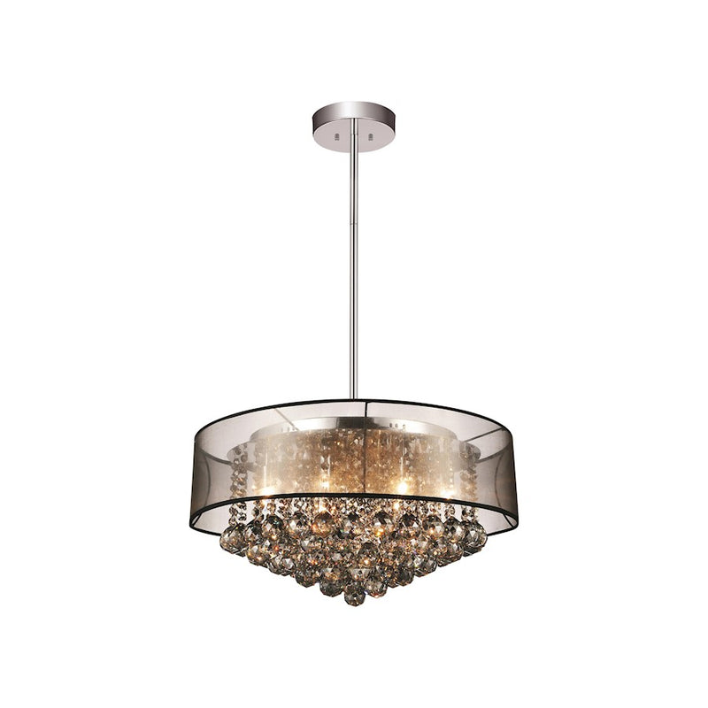 CWI Radiant 12 Light Drum Shade Chandelier, Chrome/Black