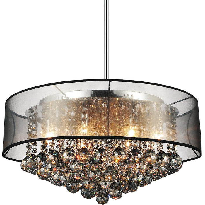 CWI Radiant 12 Light Drum Shade Chandelier, Chrome/Black