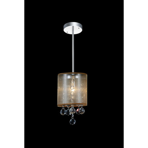 CWI Radiant 1 Light Drum Shade Mini Pendant, Chrome/Gold - 5062P6C-1-Clear-G