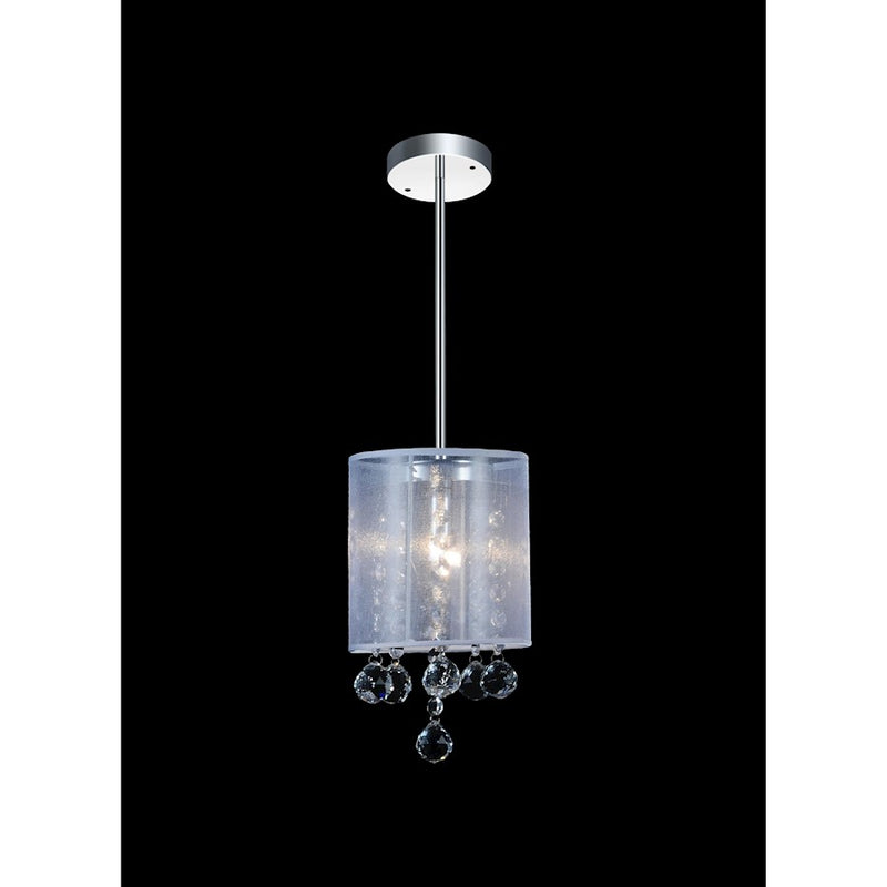CWI Radiant 1 Light Drum Shade Mini Pendant, Chrome
