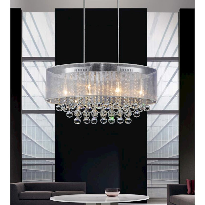 CWI Lighting Radiant 6 Light Drum Shade Chandelier, Chrome