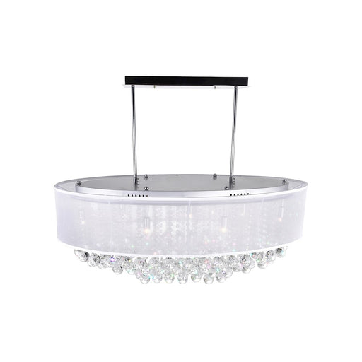 CWI Radiant 9 Light Drum Shade 36" Chandelier, Chrome/White