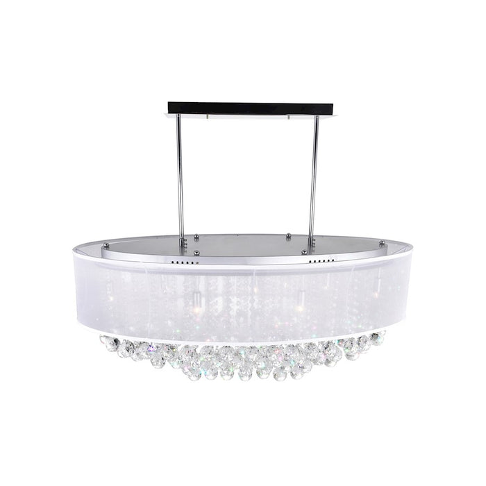 CWI Radiant 9 Light Drum Shade 36" Chandelier, Chrome/White