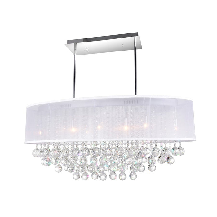 CWI Radiant 9 Light Drum Shade 36" Chandelier, Chrome/White