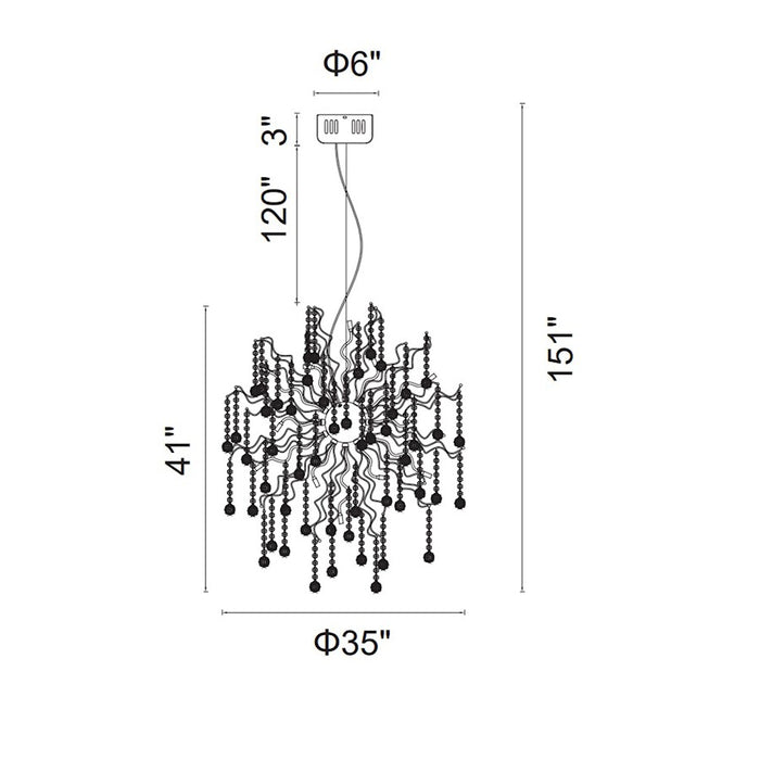 CWI Lighting Cherry Blossom 32 Light Chandelier, Chrome