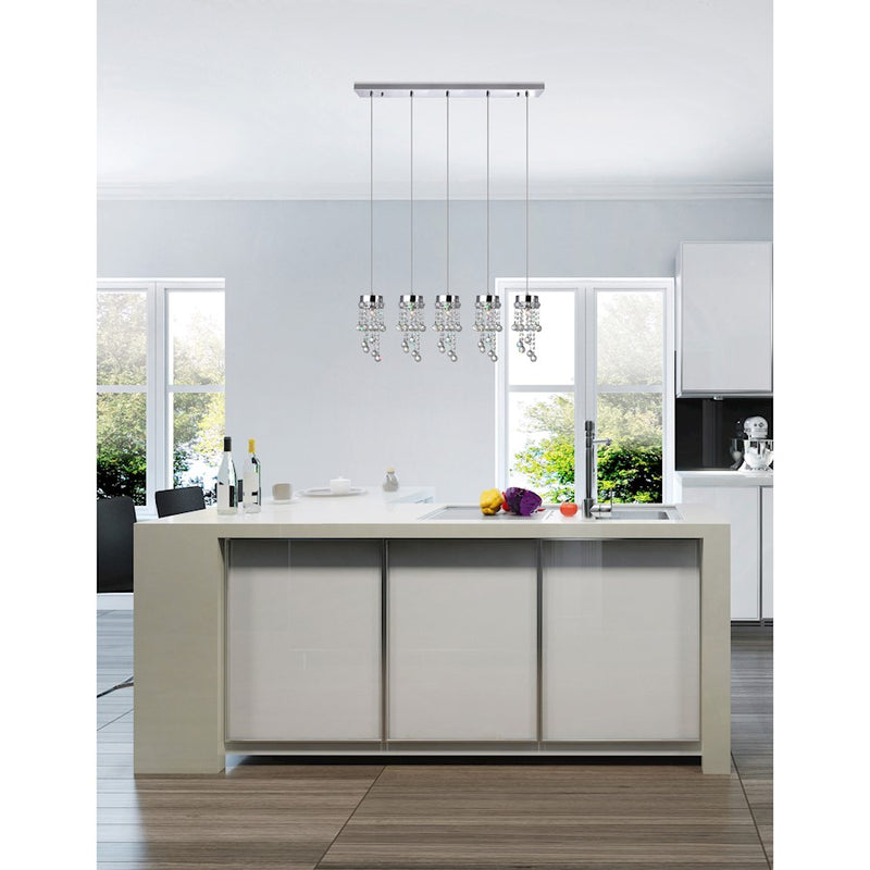 CWI Lighting Monica 5 Light Multi Light Pendant, Chrome