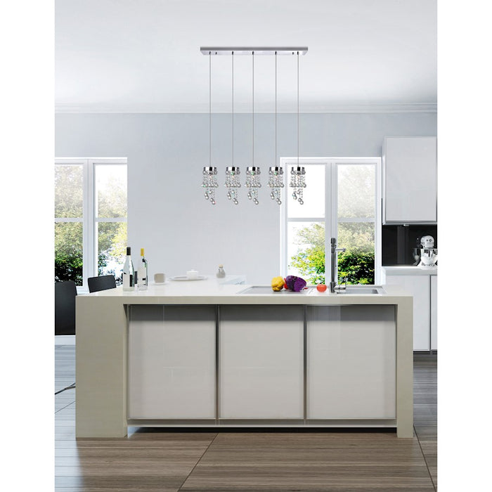 CWI Lighting Monica 5 Light Multi Light Pendant, Chrome