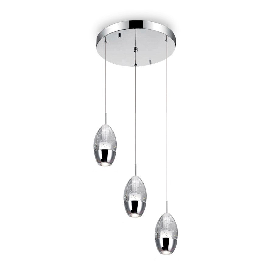 CWI Lighting Perrier 3 Light 10" Multi Light Pendant, Chrome - 5077P10C-R