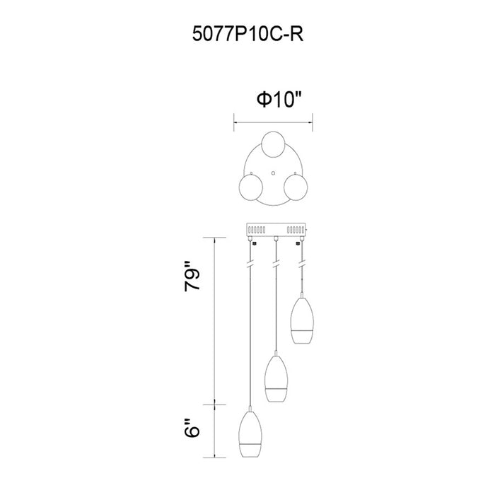 CWI Lighting Perrier 3 Light 10" Multi Light Pendant, Chrome