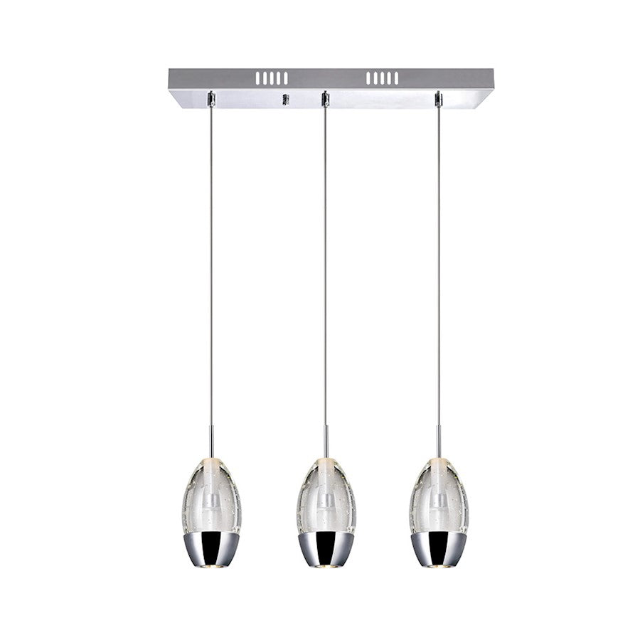 CWI Lighting Perrier 3 Light 16" Multi Light Pendant, Chrome - 5077P16C-RC