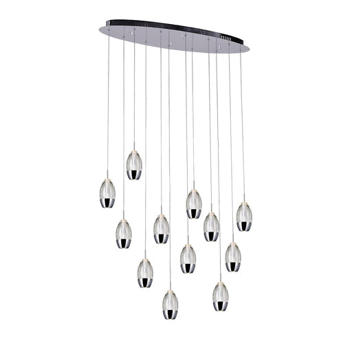 CWI Lighting Perrier 12 Light 34" Multi Light Pendant, Chrome