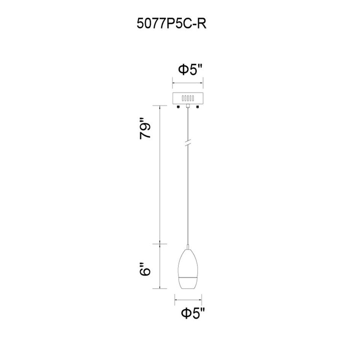 CWI Lighting Perrier 1 Light 5" Down Mini Pendant, Chrome
