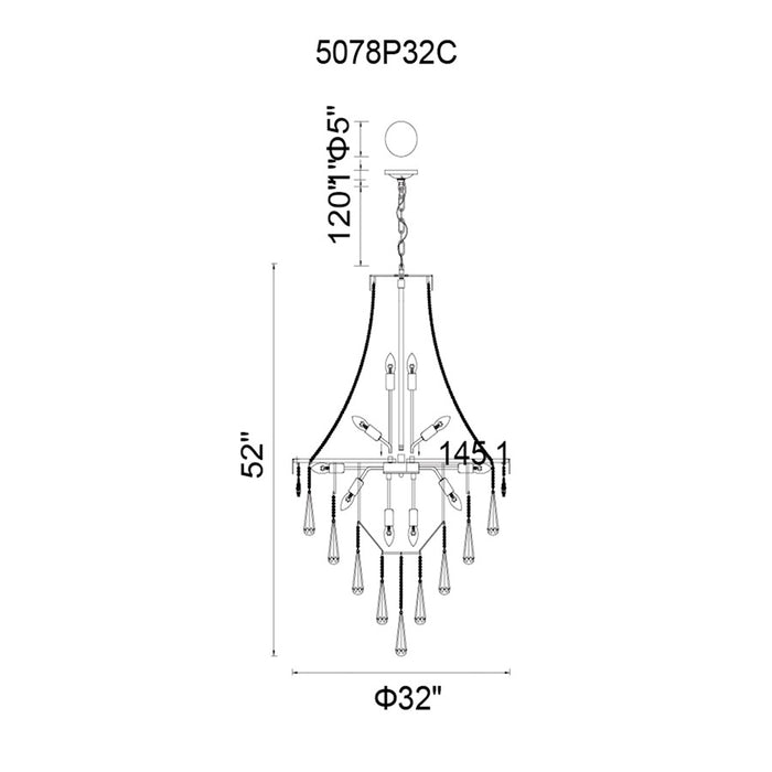 CWI Lighting Vast 17 Light Down Chandelier, Chrome