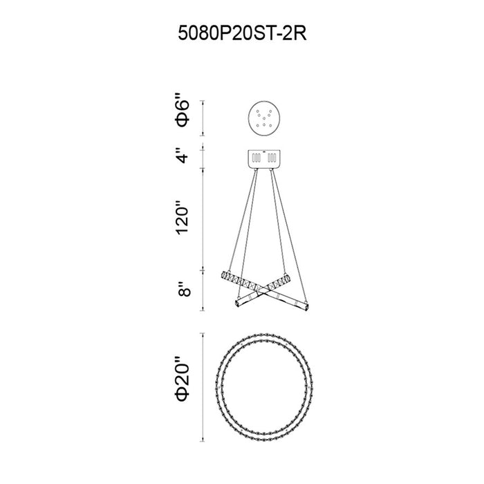 CWI Lighting Ring 20" Chandelier, Stainless Steel