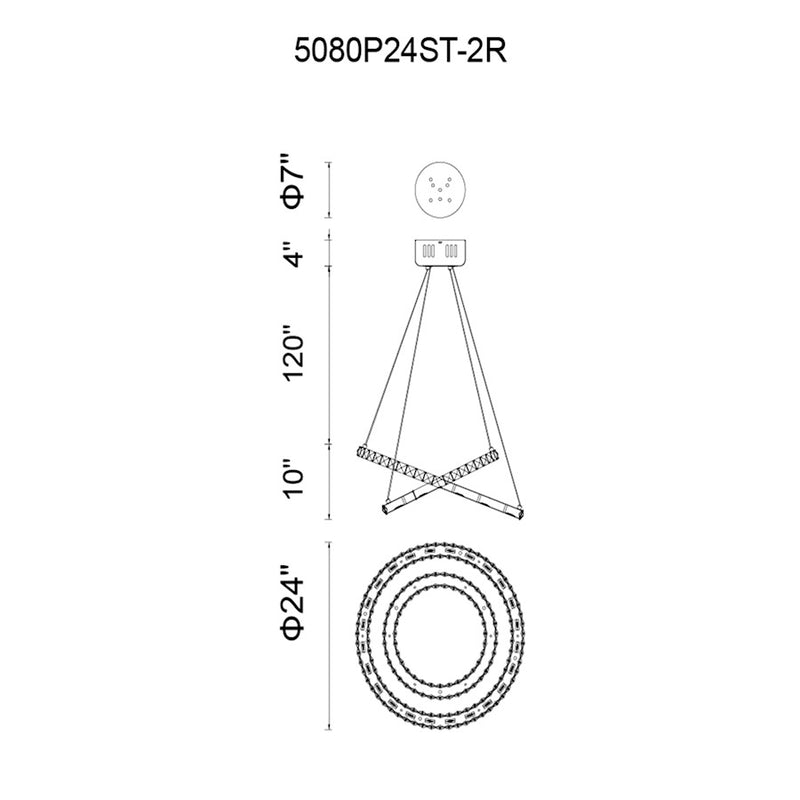 CWI Lighting Ring 24" Chandelier, Stainless Steel
