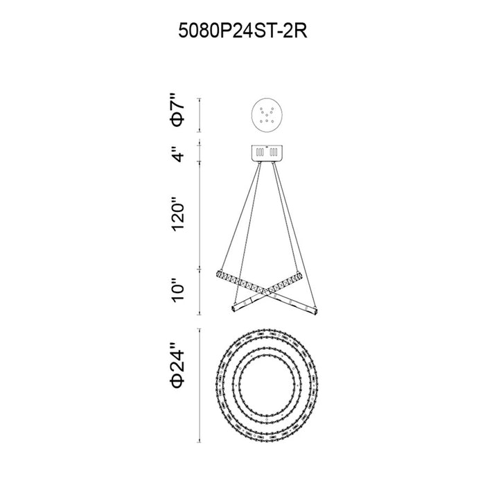 CWI Lighting Ring 24" Chandelier, Stainless Steel