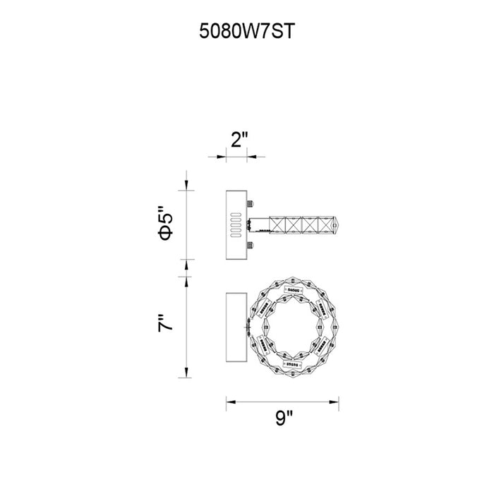 CWI Lighting Ring Wall Light, Stainless Steel