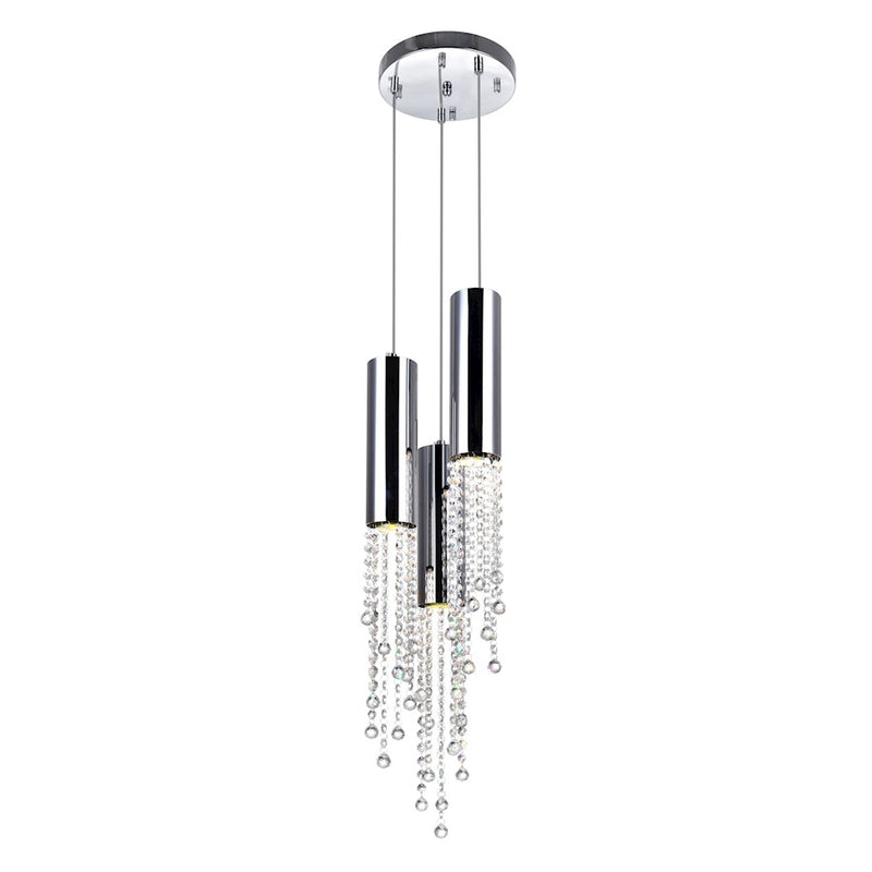 CWI Lighting Extended 3 Light Down Mini Pendant, Chrome