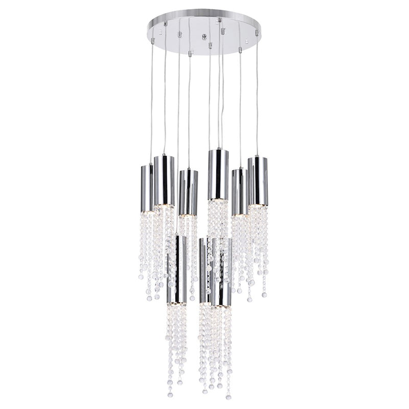 CWI Lighting Extended 9 Light 20" Multi Light Pendant, Chrome