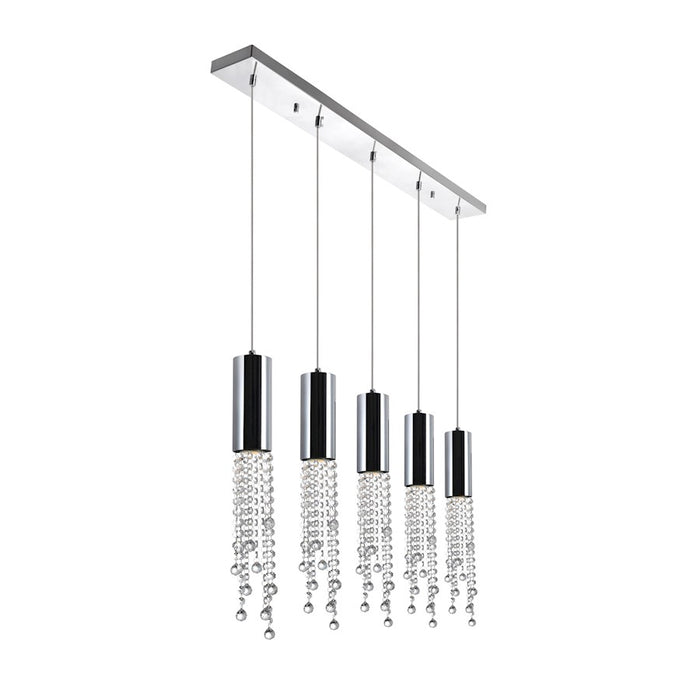 CWI Lighting Extended 5 Light Multi Light Pendant, Chrome