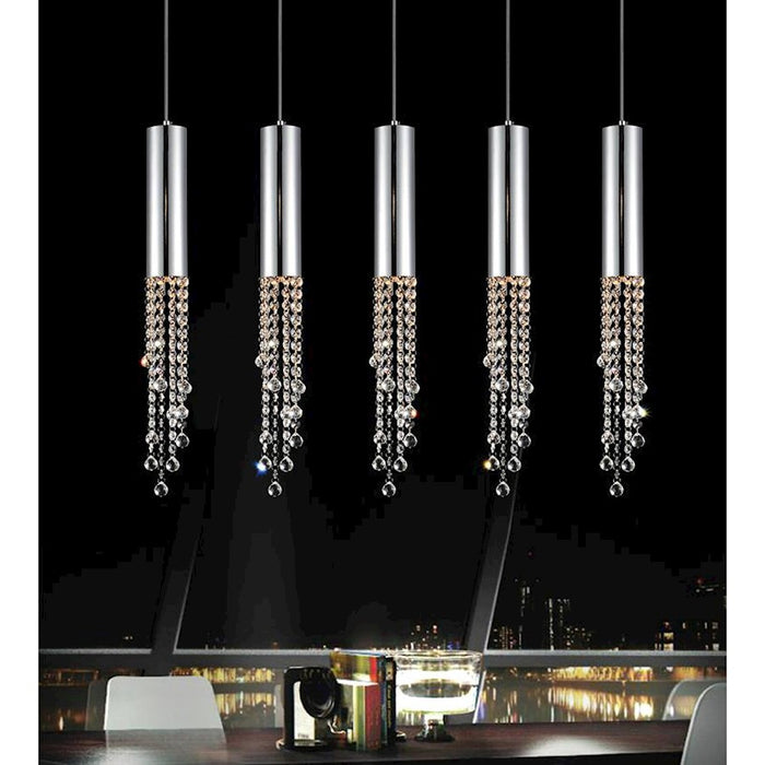 CWI Lighting Extended 5 Light Multi Light Pendant, Chrome